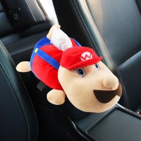 创意汽车扶手箱纸巾盒抽挂式车载椅背抽纸盒车内用品固定卡通可爱 升级款毛绒纸巾包【超级玛丽】送纸巾2包