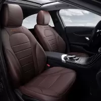 奔驰c260lc200l glc260 e300 e260l四季全包围定制专用真皮座椅套 咖色皮革-标准版