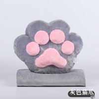 汽车内抱枕被子两用车载保暖被 小车用可爱卡通猫爪靠垫车上用品 柔软不变形-绅士灰