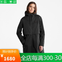 添柏岚Timberland 女款秋冬新款户外徒步登山服通勤宽松防风中长款黑色工装夹克A5TAFCL