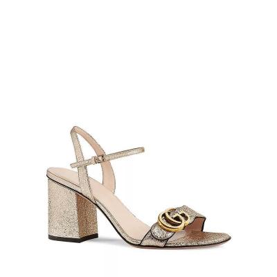 Gucci古驰女款Marmont High Block Heel Sandals时尚轻便粗跟高跟鞋防滑耐磨低帮鞋