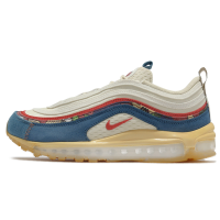 耐克NIKE Air Max 97 做旧 复古 轻便 低帮 跑步鞋 男款 白蓝时尚运动慢跑鞋全掌 DV1486-162