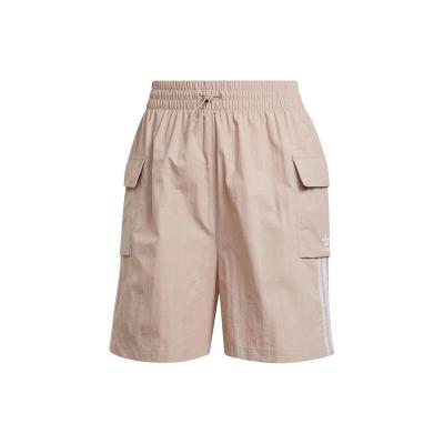 adidas originals Adicolor Cargo Shorts 三条纹拼色宽松工装运动短裤 女款奇迹灰褐棕