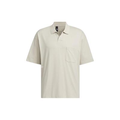 Adidas阿迪达斯 RELAXED POLO SHIRT 字母印花休闲舒适宽松短袖Polo衫 男款 淡灰 IT3933