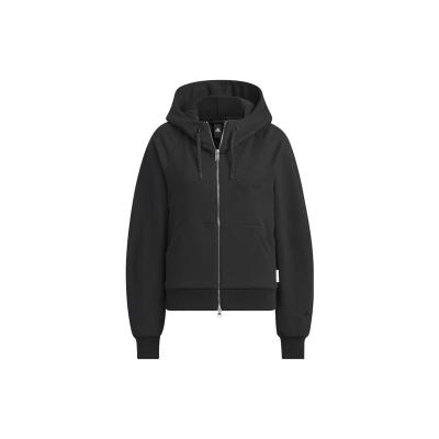 adidas 阿迪达斯 Verbiage Full-Zip Hoodie 字母刺绣运动连帽夹克外套 女款黑色IZ4570