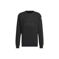 adidas 阿迪达斯Sportswear Lounge Sweatshirt 纯色字母Logo运动休闲圆领卫衣 黑色