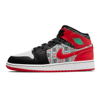 Jordan 乔丹 Air Jordan 1 "Ugly Christmas Sweater" 高帮复古篮球鞋GS 黑红