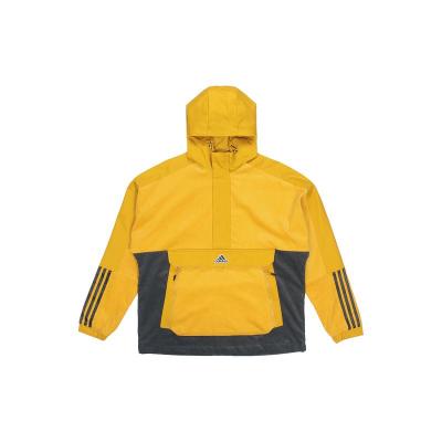 阿迪达斯 adidas M Corduroy Ank 半拉链灯芯绒拼色运动连帽Logo夹克 男款 深土地棕 HD0366