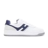 霍根(Hogan)男士低帮皮质logo贴片跑鞋弹力纤维底