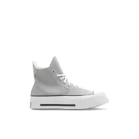 匡威(CONVERSE)女士跑步鞋经典设计现代元素拼接灰白高帮运动鞋