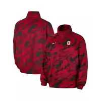 耐克(NIKE)男士scarlet牛津州 buckeyes连帽半拉链夹克轻便透气耐