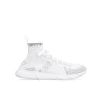 迪奥(Dior)白色套穿针织运动鞋男圆头交叉系带橡胶底跑步鞋