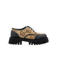 古驰(GUCCI)圆头系带商务休闲鞋男防水防滑锯齿橡胶底户外运动鞋