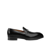 古驰(GUCCI)男款皮革马衔扣乐福鞋银色调配饰户外休闲鞋平底舒适