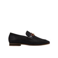 古驰(GUCCI)圆头乐福鞋一脚蹬男鞋牛仔布拼接皮革户外休闲鞋男