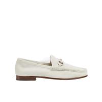 古驰(GUCCI)男士乐福鞋马衔装饰绒面革休闲鞋银色五金时尚舒适