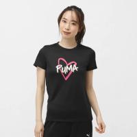 彪马(Puma)女士运动T恤心形图案舒适透气速干百搭休闲短袖上衣