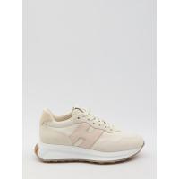 霍根(Hogan)女款运动鞋光滑小牛皮拼接粉饰跑鞋舒适橡胶底增高休