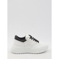 霍根(Hogan)白色黑色皮革拼接镂空跑鞋女款记忆泡沫橡胶防滑耐磨