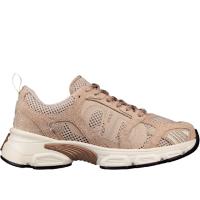 迪奥(Dior)女款低帮系带运动鞋织物牛剖层革拼接跑步鞋