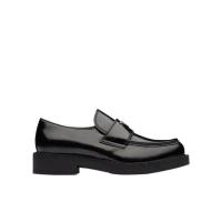 普拉达(PRADA)巧克力系带休闲鞋男户外轻质橡胶防滑耐磨皮质内底