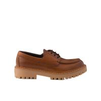 普拉达(PRADA)男款圆头皮鞋系带休闲鞋商务户外鞋经典圆头真皮低