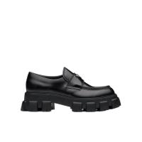 普拉达(PRADA)亮面皮革乐福鞋轻质橡胶防滑耐磨户外休闲鞋男