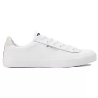 TOMMY HILFIGER白皮革复古运动板鞋男鞋百搭休闲鞋潮牌系带硫化底