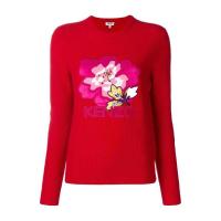 高田贤三(Kenzo)女款运动针织衫红色圆领套头衫刺绣亮片装饰时尚