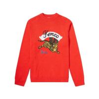 高田贤三(Kenzo)红色虎头图案圆领长袖运动卫衣男款舒适套头衫