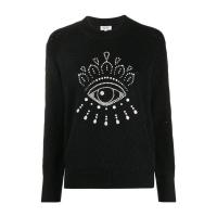 高田贤三(Kenzo)女士运动卫衣长袖罗纹圆领眼睛图案水钻点缀时尚