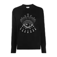 高田贤三(Kenzo)女士运动卫衣长袖罗纹圆领眼睛图案水钻点缀时尚