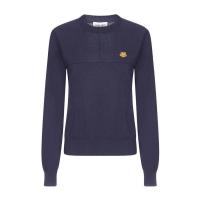 高田贤三(Kenzo)海军蓝刺绣针织套衫女款圆领长袖棉质舒适百搭运