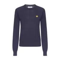 高田贤三(Kenzo)海军蓝刺绣针织套衫女款圆领长袖棉质舒适百搭运