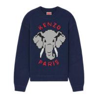 高田贤三(Kenzo)女款羊毛毛衣长袖圆领落肩徽标嵌花舒适百搭卫衣