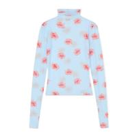 高田贤三(Kenzo)运动风尚女士高领透明印花网布长袖罩衫