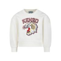 高田贤三(Kenzo)女孩运动卫衣棉质虎头刺绣圆领长袖抓绒卫衣外套