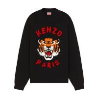 高田贤三(Kenzo)黑色长袖圆领毛衣男款运动卫衣潮牌老虎嵌花休闲