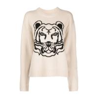 高田贤三(Kenzo)羊毛针织嵌花套头衫女冬款圆领长袖休闲运动卫衣