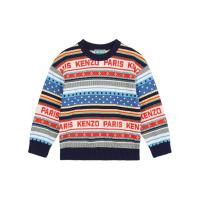 高田贤三(Kenzo)男童嵌花针织毛衣罗纹圆领落肩长袖休闲百搭套头