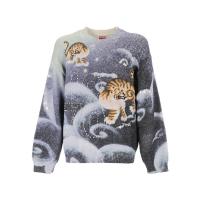 高田贤三(Kenzo)长袖圆领罗纹饰边男士运动卫衣外套潮牌老虎印花