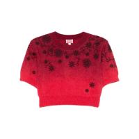 高田贤三(Kenzo)短款毛衣女运动卫衣短袖圆领尼龙羊驼毛拼接时尚