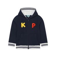 高田贤三(Kenzo)男童运动潮流条纹长袖拉链卫衣经典兜帽两前袋休