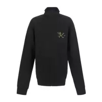 高田贤三(Kenzo)黑色长袖夹克男运动卫衣套头衫拉链开合刺绣徽标
