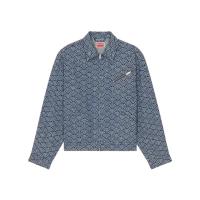 高田贤三(Kenzo)男士水洗蓝长袖牛仔外套经典衬衫领带袖纽扣双拉