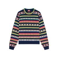 高田贤三(Kenzo)运动卫衣男款多色提花美丽诺羊毛混纺圆领长袖休