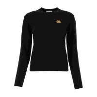 高田贤三(Kenzo)女款圆领羊毛套衫长袖罗纹下摆老虎贴片时尚休闲