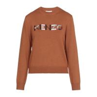 高田贤三(Kenzo)棕色羊毛套衫女款圆领长袖刺绣休闲运动卫衣