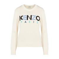 高田贤三(Kenzo)白色针织套衫女长袖圆领刺绣休闲套头衫运动卫衣