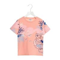 高田贤三(Kenzo)粉色棉质徽标印花短袖圆领T恤女孩运动休闲百搭配